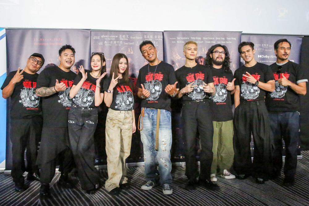 The directors and cast of ‘Kong Tao’ pose for the cameras during the press conference at TGV Sunway Pyramid in Petaling Jaya March 18, 2026. — Picture by Choo Choy May