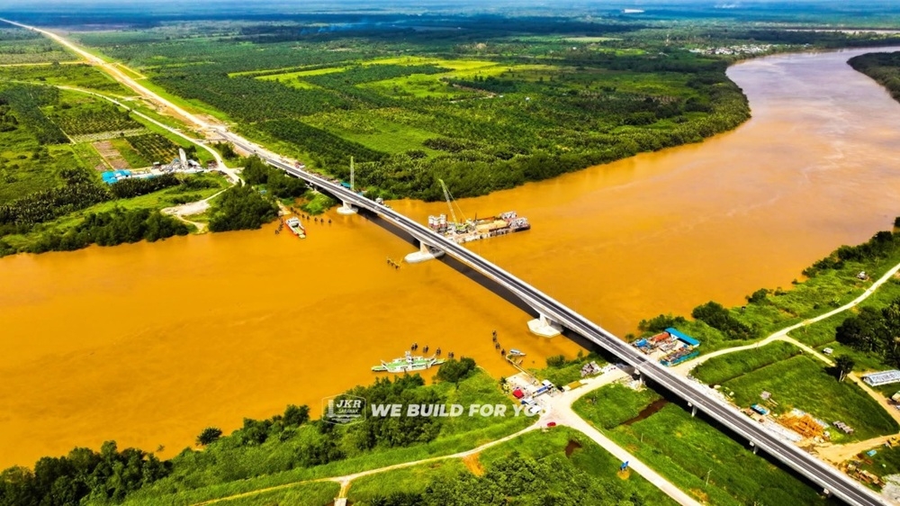 An aerial view of the Sungai Krian Bridge. — Picture via Facebook/JKR Sarawak