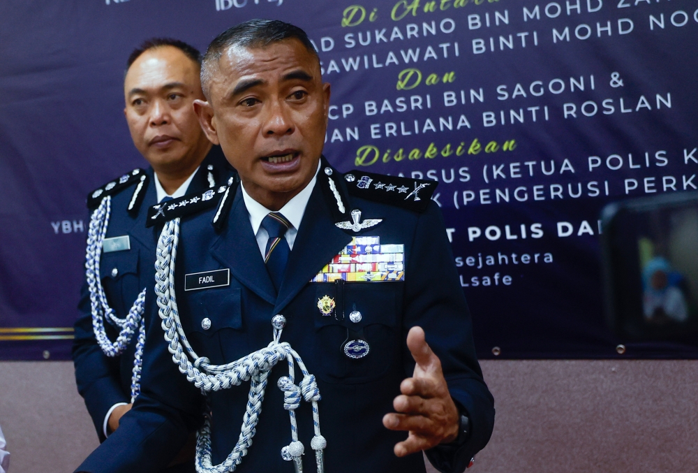 Kuala Lumpur Police Chief Datuk Fadil Marsus speaks to reporters at the Sentul District Police Headquarters on February 16, 2026. — Bernama pic