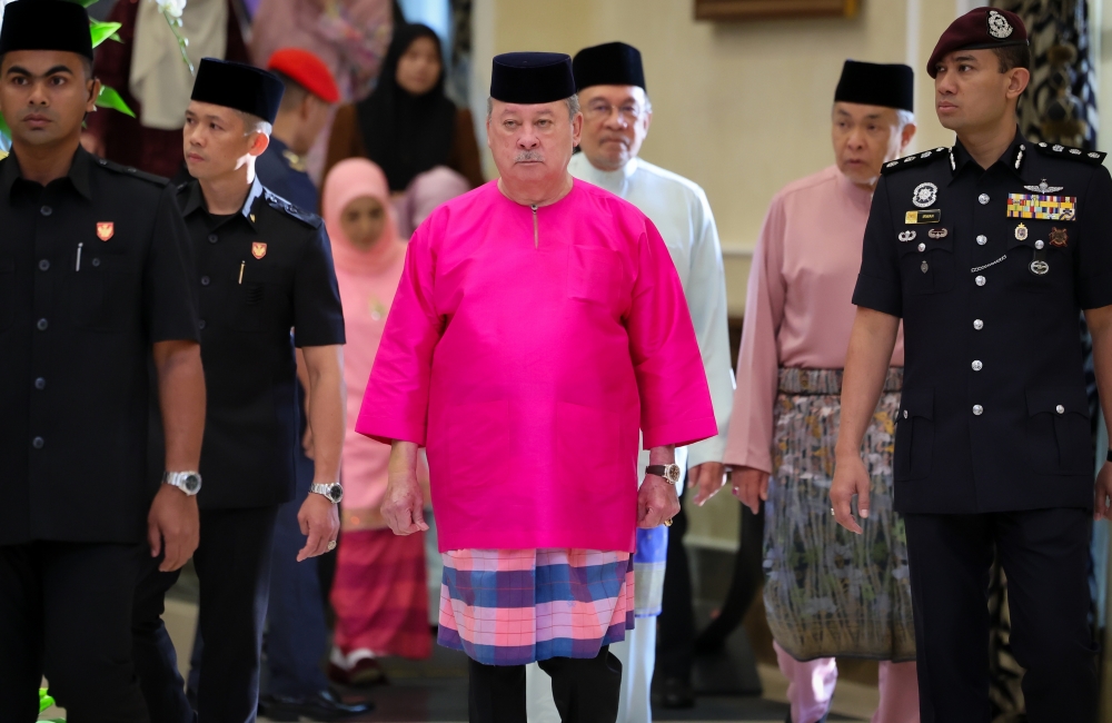 His Majesty Sultan Ibrahim, King of Malaysia, attends the Hari Raya Aidilfitri reception at Istana Negara March 21, 2026. — Bernama pic