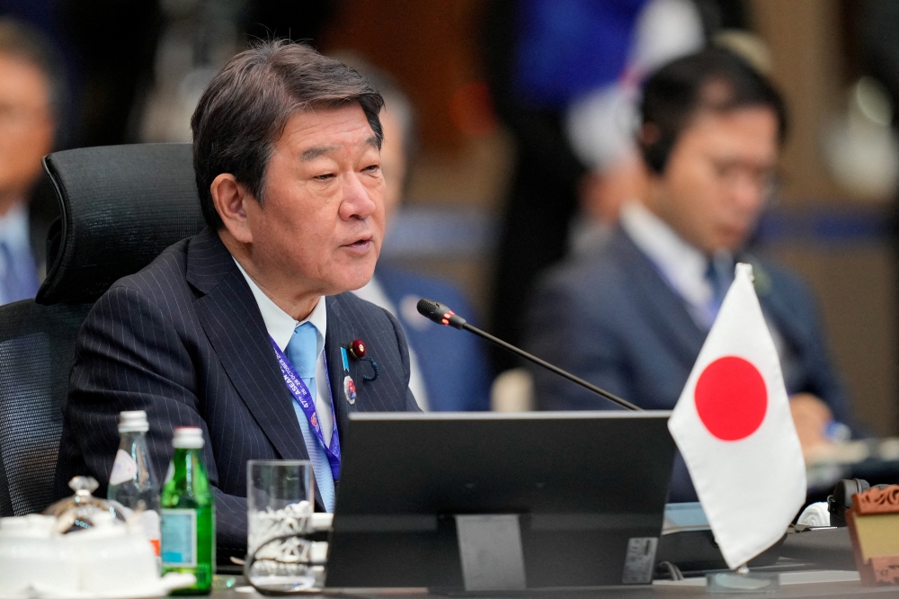 Japan could consider deploying its military for minesweeping in the Strait of Hormuz, a vital artery for global oil supplies, if a ceasefire is reached in the US-Israeli war on Iran, Foreign Minister Toshimitsu Motegi said today. — Vincent Thian/Pool/Reuters pic