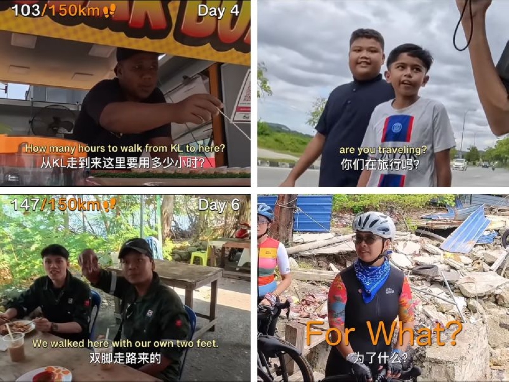 Bryson Lew and his friend’s over 150km walk from KLCC to Port Dickson in Negeri Sembilan in March 2026, drew as much curiosity, amazement and warmth online as it did in real life. — Screenshots from YouTube/Bryson Lew 刘铠翔
