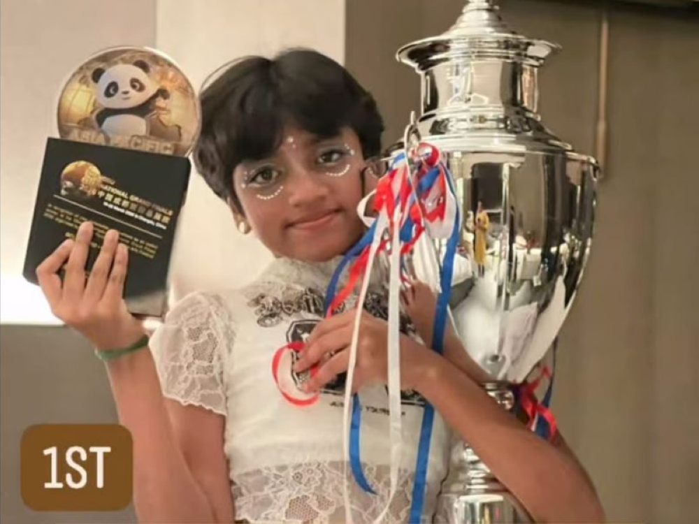 Primary schooler Yoshnaa Logenthiran won golf in the under-13 category and silver overall at the Dance of Asia international competition in Chengdu, China on March 21, 2026. — Picture from Facebook/Kamala Karuppiah