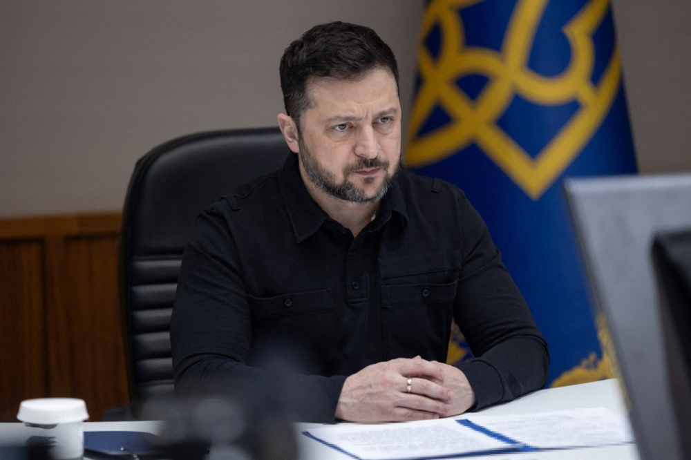 Ukrainian President Volodymyr Zelensky said Russia had intensified frontline attacks but suffered over 8,000 casualties in a week. — Ukrainian presidential press-service pic via AFP
