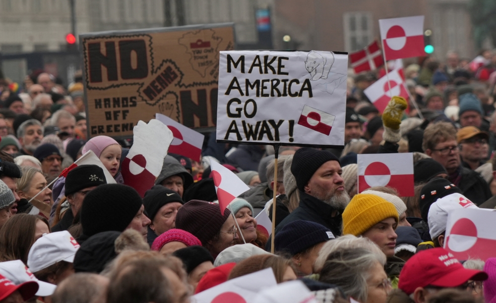 Protesters take part in a demonstration to show support for Greenland in Copenhagen, Denmark January 17, 2026. — Reuters pic
