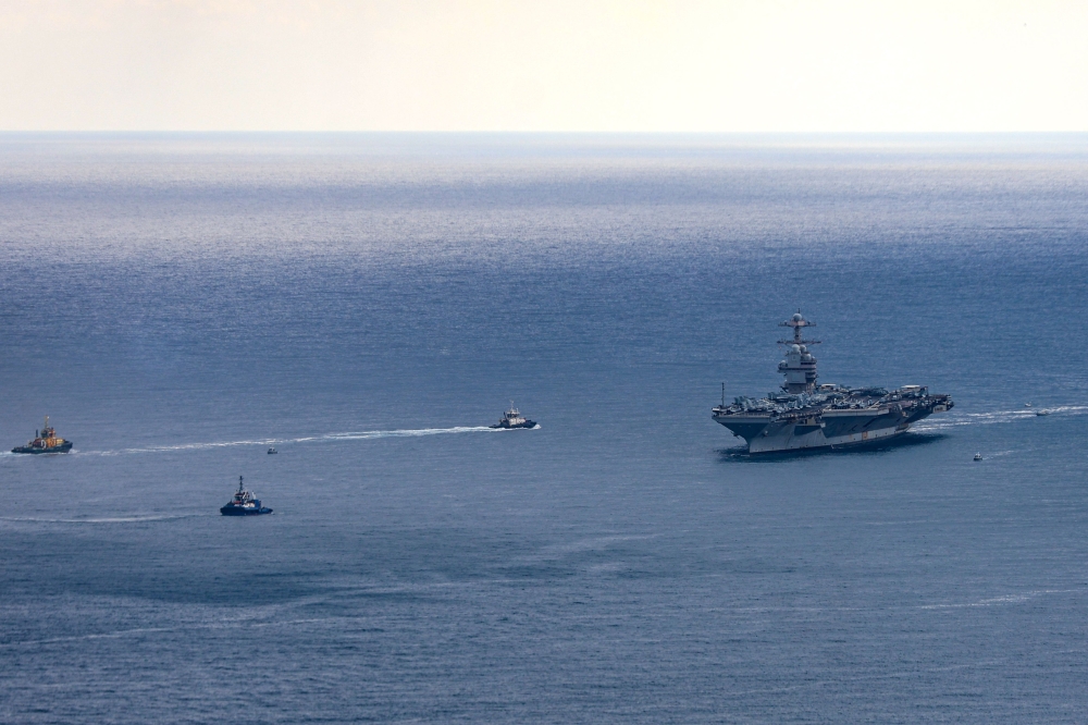 The USS Gerald R. Ford, the world’s largest aircraft carrier, arrives at Souda Bay in Crete after Middle East war operations, March 23, 2026. — AFP pic