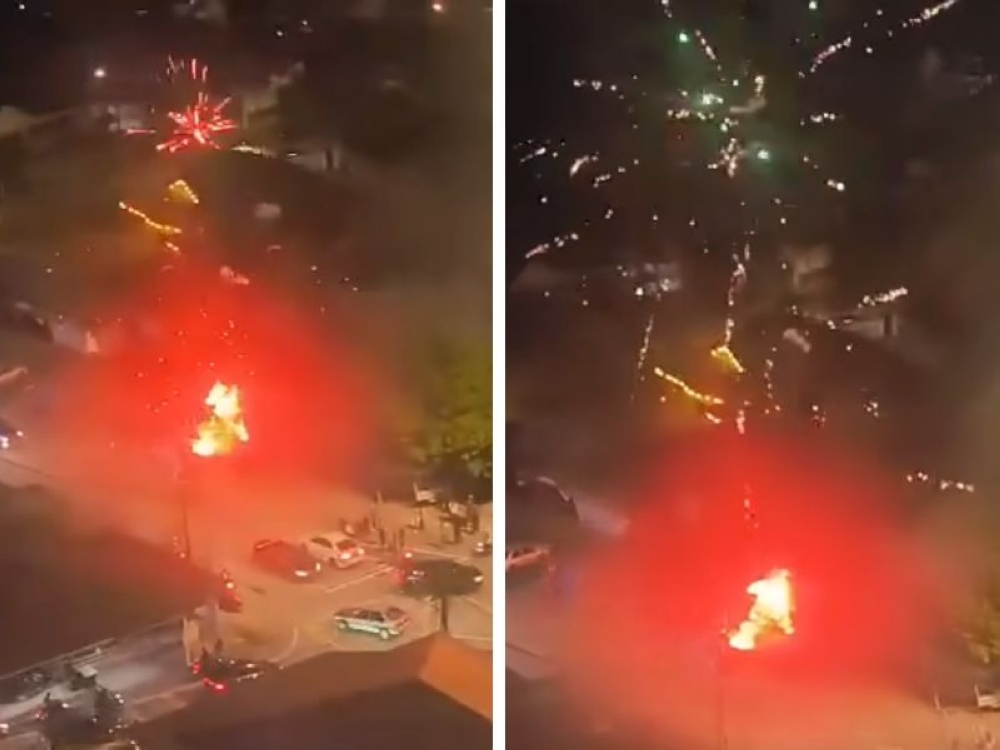 A fire broke out at a fireworks stall at Majidee Corner in Kampung Dato Sulaiman Menteri, Johor Bahru on March 23, 2026 that damaged two vehicles nearby; no casualties have been reported. — Screengrab images from social media video