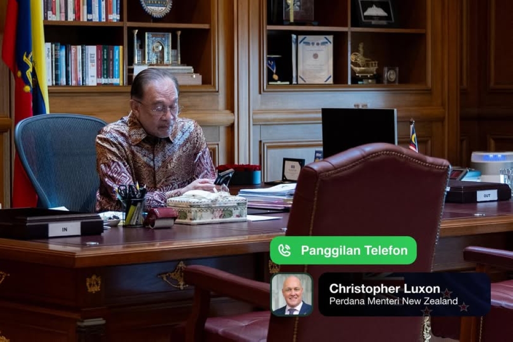 Prime Minister Datuk Seri Anwar Ibrahim stressed that Malaysia strongly condemns the military attacks against Iran in a telephone conversation with New Zealand Prime Minister Christopher Luxon. — Picture via Facebook/Anwar Ibrahim