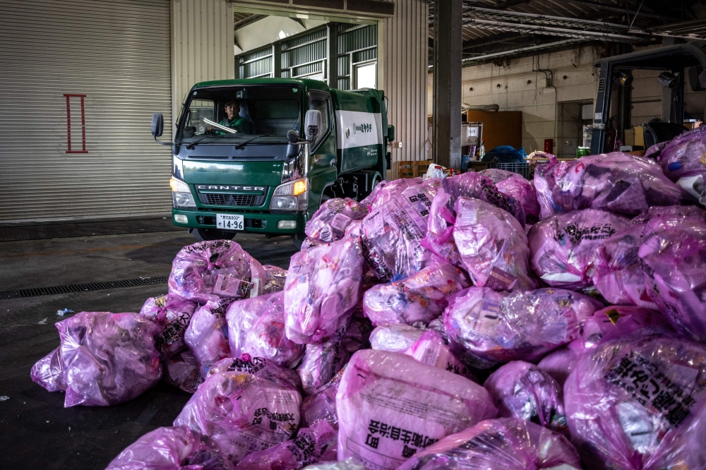 This picture taken on January 15, 2026 shows recycled diapers in a recycling facility in Osaki town, Kagoshima Prefecture. — AFP pic