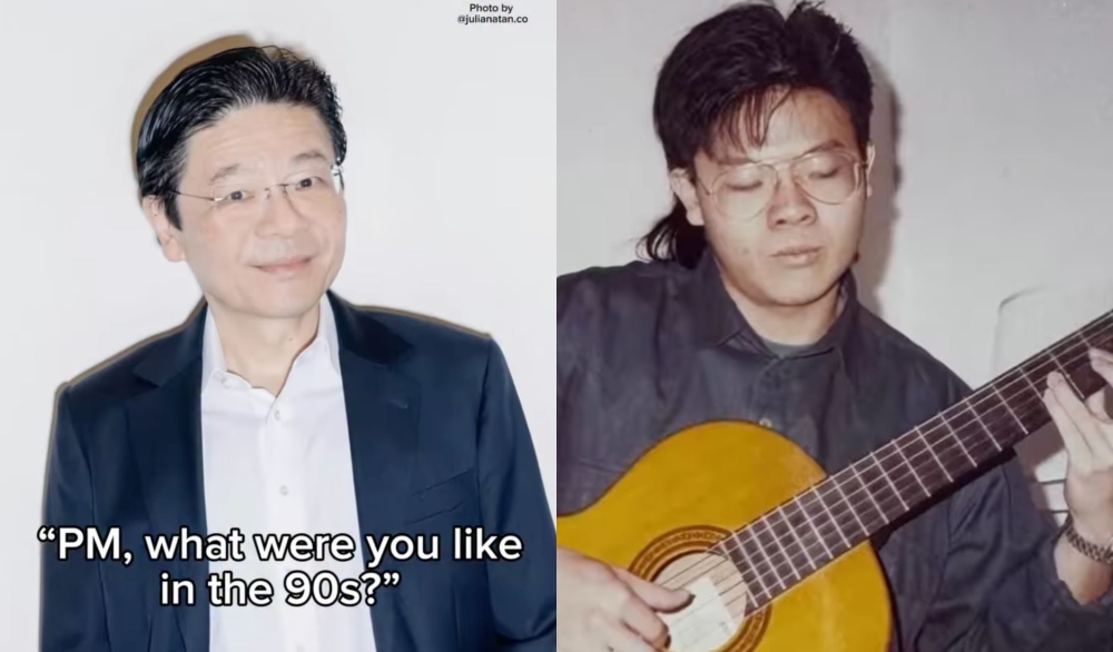 PM Lawrence Wong’s 90s throwback — complete with mullet and guitar — has social media loving his rockstar past. — Pictures via Instagram/lawrencewongst