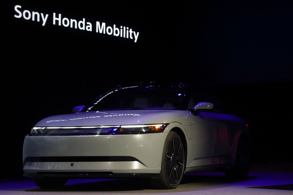 The AFEELA 1 is seen at the Consumer Electronics Show (CES) in Las Vegas. Honda and Sony said they will put their electric-vehicle project on hold as they assess its future in a changing global market. — AFP pic