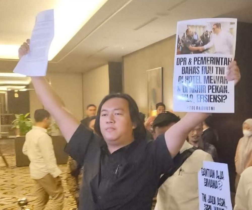 Andrie Yunus, a senior member of the KontraS rights group, suffered burns to 20 per cent of his face and body from acid thrown by assailants on a motorcycle on March 12. — Screengrab via Facebook