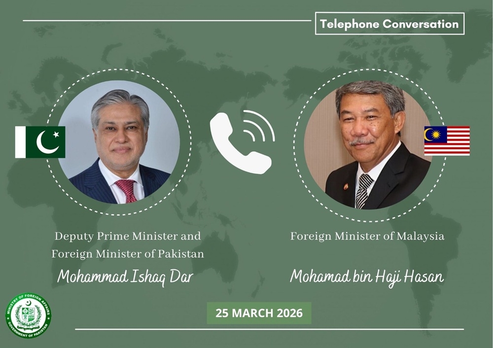 Malaysian Foreign Minister Datuk Seri Mohamad Hasan and Pakistani Deputy Prime Minister and Foreign Minister Mohammad Ishaq Dar have underscored the need for de-escalation through dialogue and diplomacy amid the war in West Asia. — Picture via X/Ministry of Foreign Affairs - Pakistan