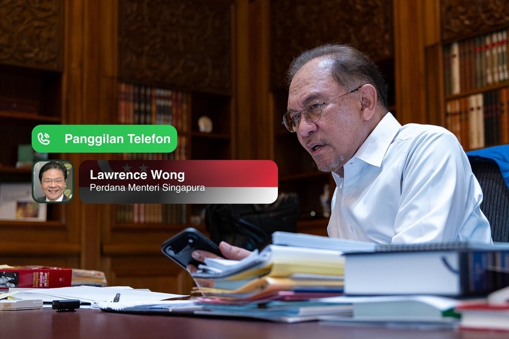 Singapore Prime Minister Lawrence Wong said he and his Malaysian counterpart Datuk Seri Anwar Ibrahim had a constructive exchange following a phone call on the latest developments in West Asia on Wednesday. — Picture via Facebook/Anwar Ibrahim
