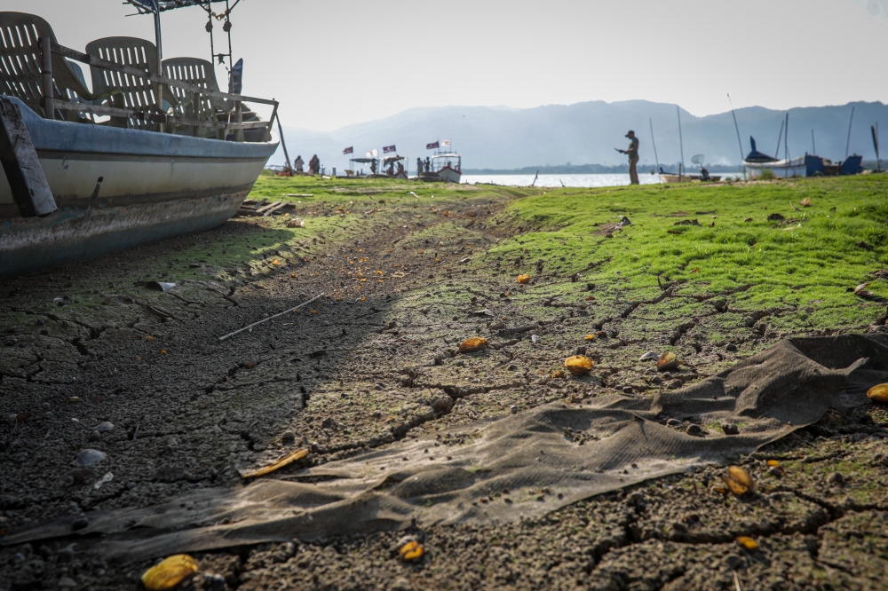 An area at the Timah Tasoh Dam tourist site appears dry and barren following a prolonged heatwave in Padang Besar on March 24, 2026. — Bernama pic
