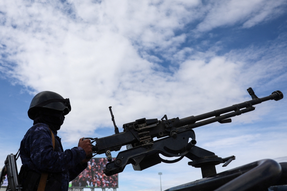Houthi police trooper mans a machine gun mounted on a patrol vehicle at the site of a rally in solidarity with Iran, as the US-Israeli conflict with Iran continues, in Sanaa March 27, 2026. — Reuters pic