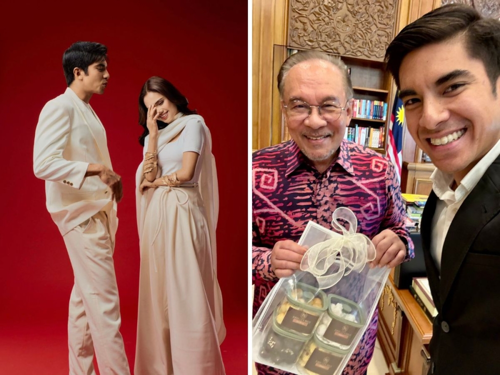 Prime Minister Datuk Seri Anwar Ibrahim was among many well-wishers congratulating Muar MP Syed Saddiq and actress-singer Bella Astillah on their engagement. — Picture composite via social media
