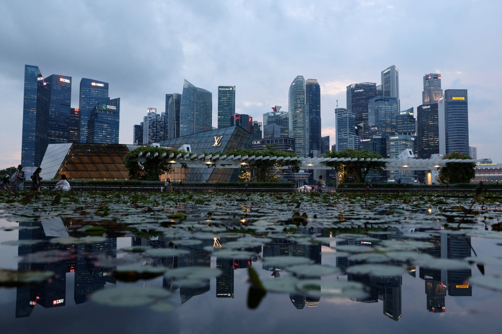 A view of the central business district skyline in Singapore. — Reuters pic