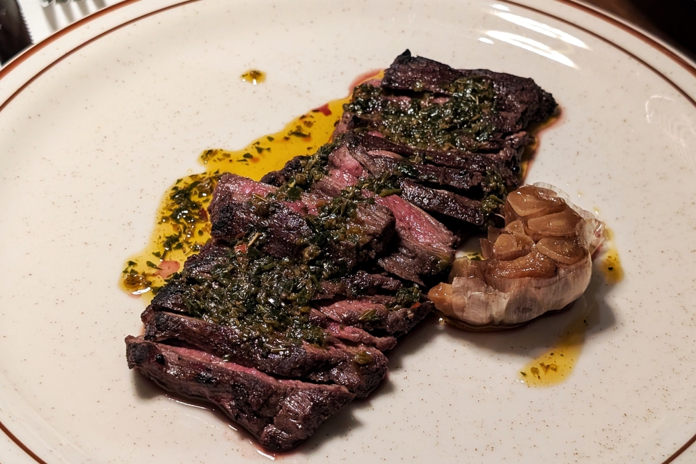 Bistecchina di Manzo, or skirt steak with chimichurri at Stefania Osteria. — Picture by Ethan Lau