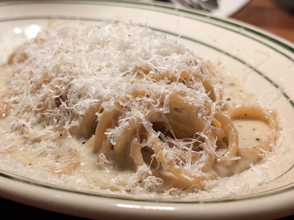 The ‘cacio e pepe’ is almost very good, with great texture but slightly lacking in pepperiness. — Picture by Ethan Lau