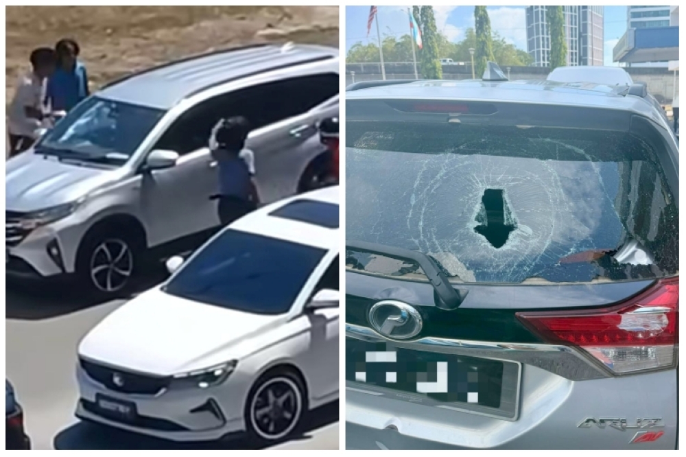 A parking dispute near Kota Kinabalu port turned violent, leaving a 30-year-old teacher injured after he was attacked by a group of men. — Social media pic via Daily Express