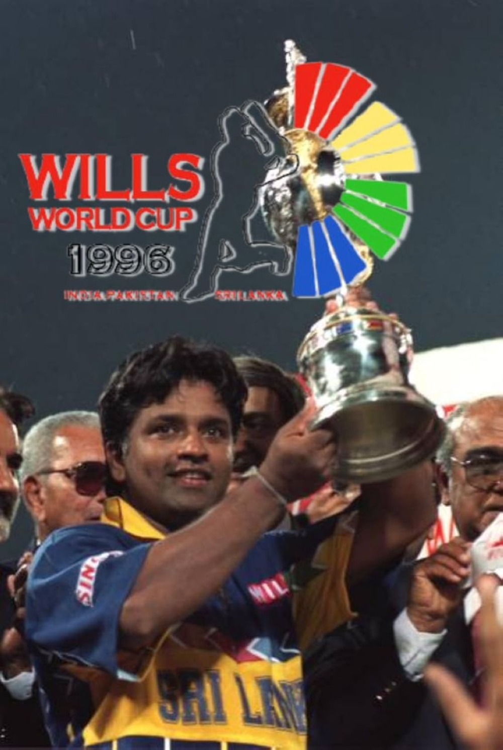 Captain Arjuna Ranatunga lifting the World Cup trophy in 1996.