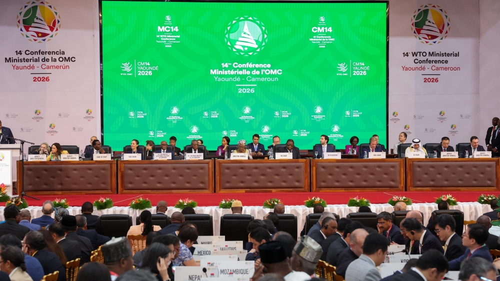Delegates sit during the opening of the World Trade Organisation (WTO) 14th ministerial meeting in Yaounde, Cameroon, March 26, 2026. — WTO handout pic via Reuters
