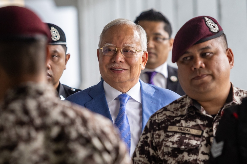 The High Court has found former prime minister Datuk Seri Najib Razak liable for US$1.18 billion in losses incurred by SRC International Sdn Bhd due to a breach of fiduciary duties. — Picture by Firdaus Latif