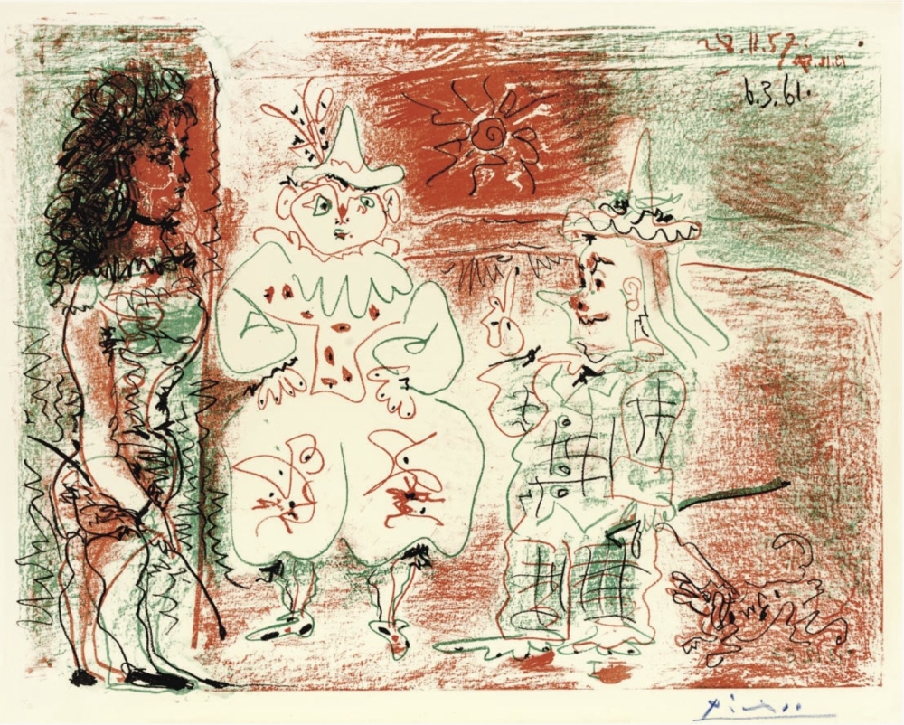 Pablo Picassio's 'L’Ecuyère et les clowns (1961)' is seen here in a photo from its listing on the Christie's auction website. — Christie's screenshot