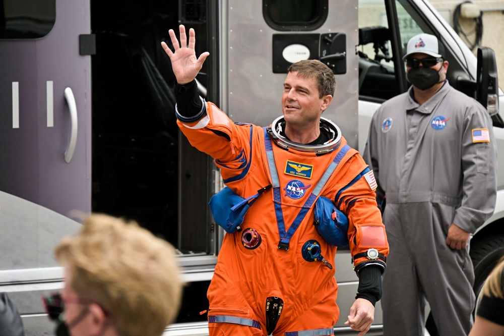 Nasa astronaut Reid Wiseman before departing to Launch Pad 39B at the Kennedy Space Center in Cape Canaveral, Florida, April 1, 2026. — Reuters pic