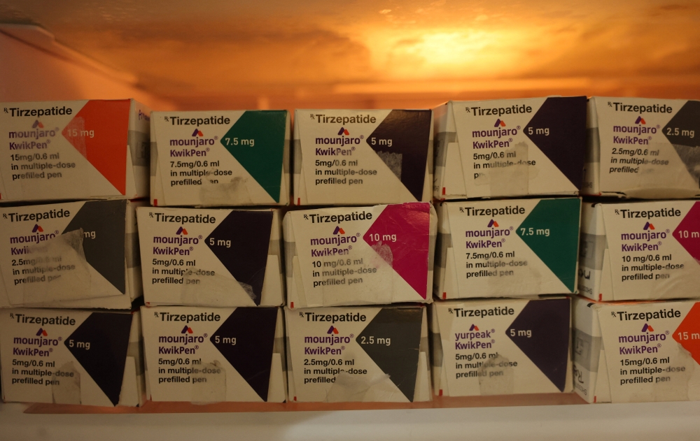 Different doses of the Mounjaro injection used for weight loss procedures inside a refrigerator at a clinic in Mumbai March 31, 2026. — Reuters pic