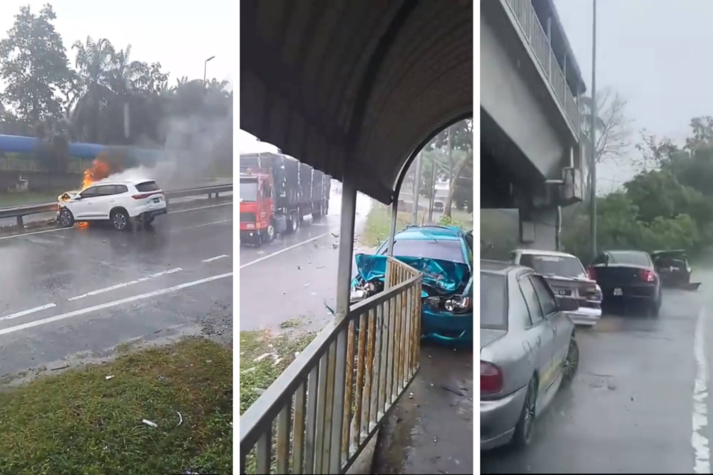 Up in flames: Chery Tiggo SUV 60pc destroyed in five-vehicle crash in Beruas Up in flames: Chery Tiggo SUV 60pc destroyed in five-vehicle crash in Beruas