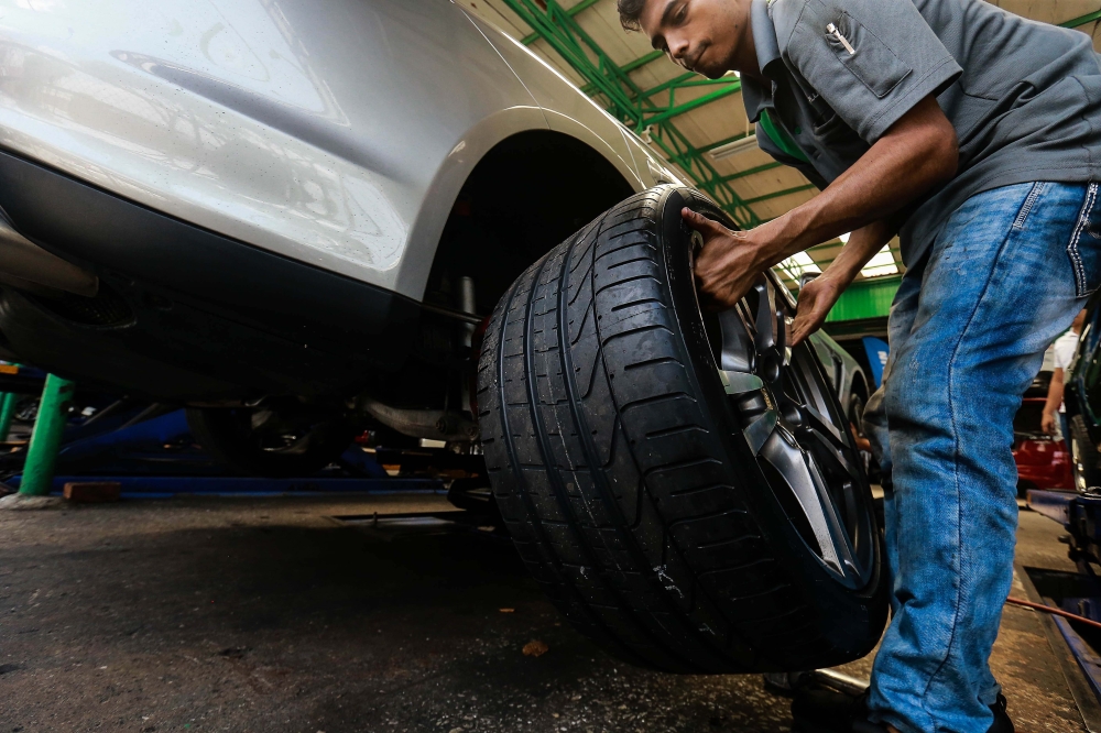 Keeping tyres properly inflated can improve fuel efficiency by about 3 to 4 per cent, cutting fuel use by roughly four litres for a car driven 1,000km. — Picture Sayuti Zainudin
