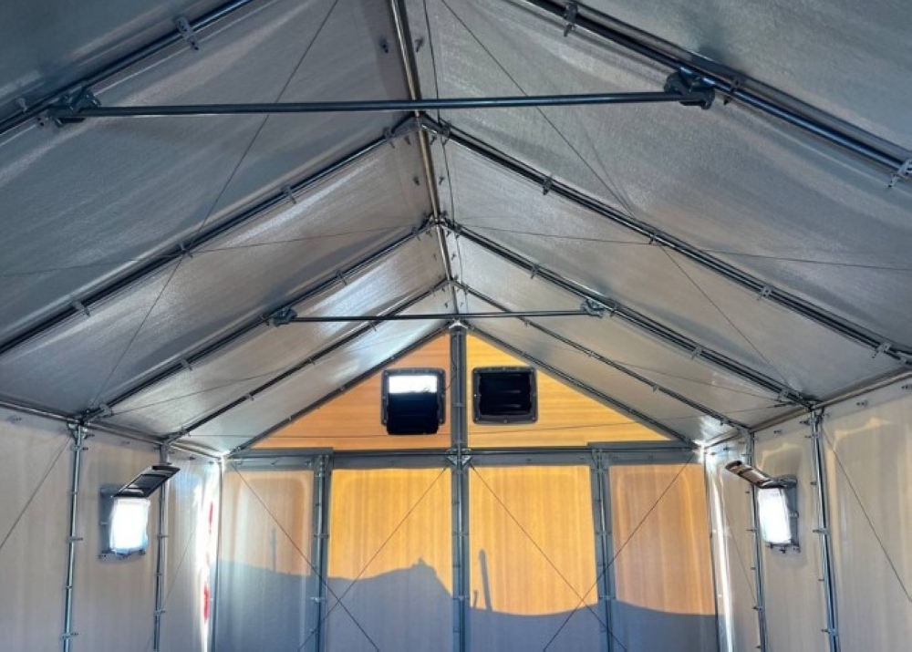 The inside of a fibreglass shelter installed as temporary housing for displaced Palestinians.  — Picture via Instagram/undpsweden.