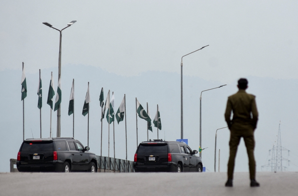 A convoy heads toward the Serena Hotel, as delegations from the United States and Iran are expected to hold peace talks, in Islamabad, Pakistan, April 11, 2026. — Reuters