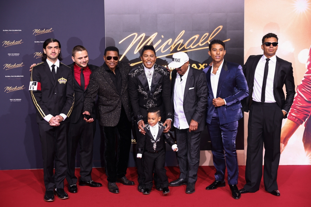 Members of the Jackson family, including Bigi Jackson, Prince Jackson, Jackie Jackson, Jermaine Jackson, and Marlon Jackson, attend the international premiere of “Michael”, the biopic about pop legend Michael Jackson, in Berlin, Germany, April 10, 2026. — Reuters pic