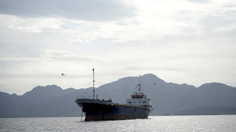 A vessel in the Strait of Hormuz, off the coast of Oman’s Musandam province, April 12, 2026. At least ⁠two VLCCs and two suezmax tankers exited the Gulf in March and April to offload crude at India. — Reuters pic
