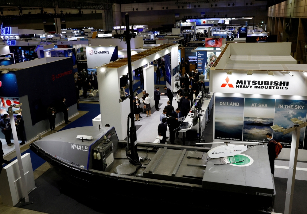 Mitsubishi Heavy Industries' Unmanned surface vehicle is displayed at the DSEI Japan defense show at Makuhari Messe in Chiba, east of Tokyo March 15, 2023. — Reuters pic  