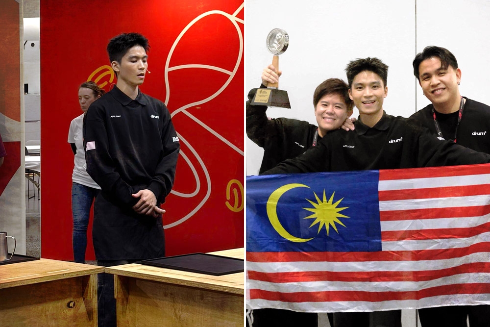 A strong team: Chang supported by his manager Loo Choy Leng and his coach Ryan Liew. — Picture courtesy of Loo Choy Leng 