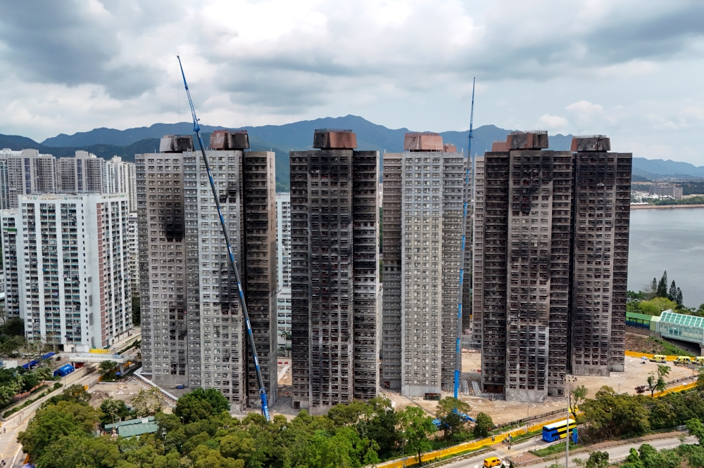 A drone view shows Wang Fuk Court apartment complex after a deadly fire last year, in Hong Kong April 16, 2026. — Reuters pic