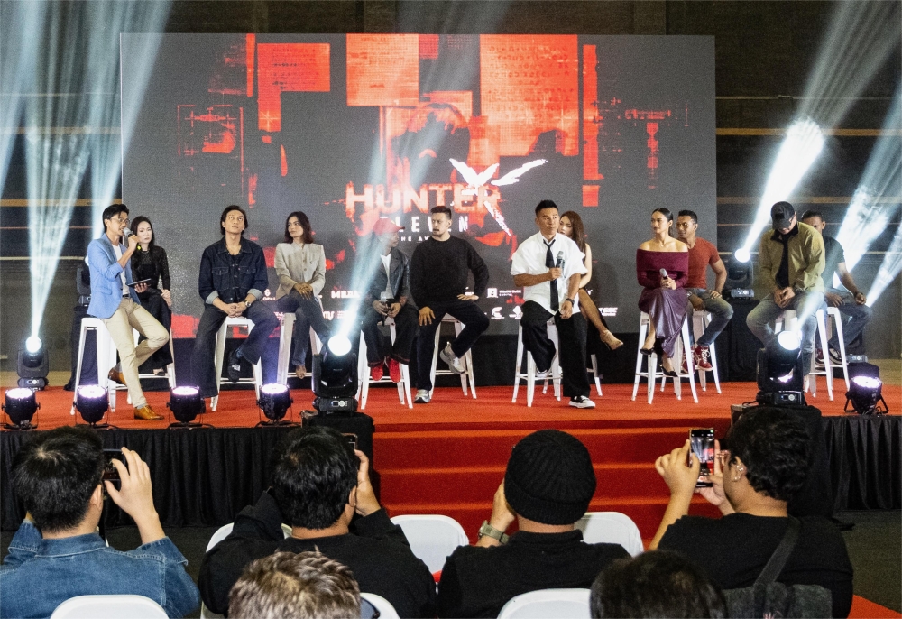 The team behind ‘Hunter Eleven: The Awaken’ at Sunday’s press conference at Iskandar Studios. —Picture courtesy of GSC Movies