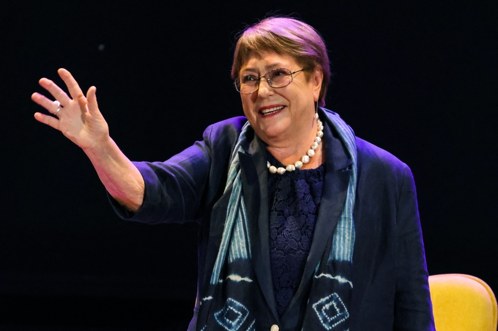 Former Chilean president Michelle Bachelet takes part in a discussion at the University of Valparaiso, Chile, on March 31, 2026. — AFP pic 