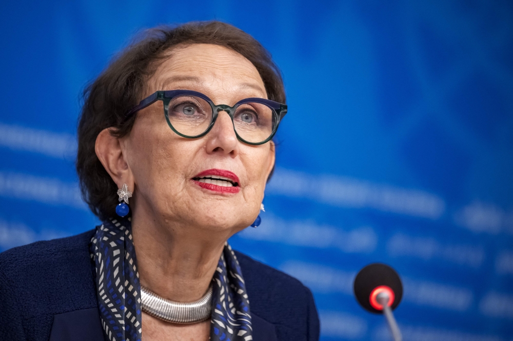 United Nations Trade and Development (UNCTAD) secretary-general Rebeca Grynspan speaks during a press conference, part of the 16th United Nations Trade and Development (UNCTAD) ministerial conference, in Geneva on October 22, 2025. — AFP pic 