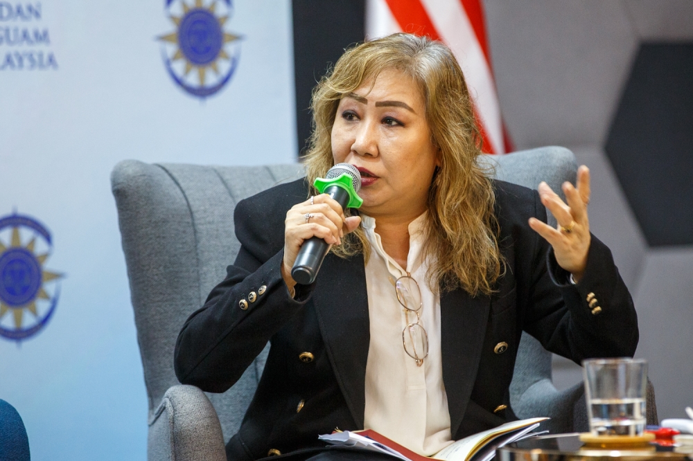 Past President of the Malaysian Bar Karen Cheah Yee Lynn speaks at a forum discussing the separation of powers between the Attorney General and Public Prosecutor in Kuala Lumpur April 20, 2026. — Picture by Raymond Manuel