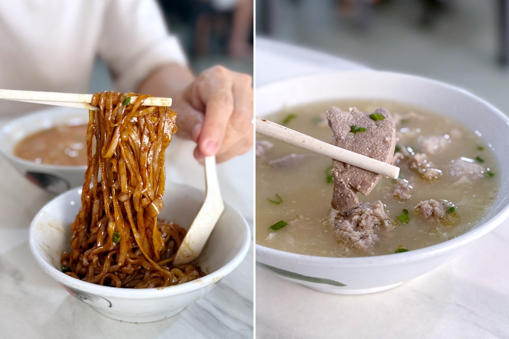 The slurp-worthy dry noodles (left). Tender pork liver (right). — Picture by CK Lim    