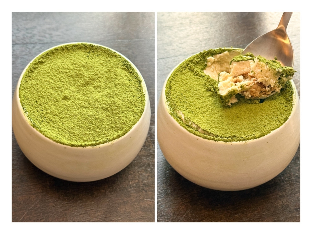 Pine Nut Tofu Tiramisu Parfait hides an unusual flavour pairing with layers of tofu, pine nuts, mascarpone cream, and ladyfingers soaked in coffee. — Picture by Lee Khang Yi