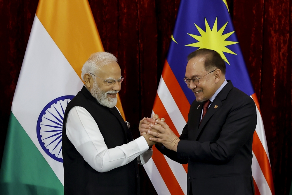 Prime Minister Datuk Seri Anwar Ibrahim with Indian Prime Minister Narendra Modi at the Seri Perdana Complex in Putrajaya, April 8, 2026. — Bernama pic 