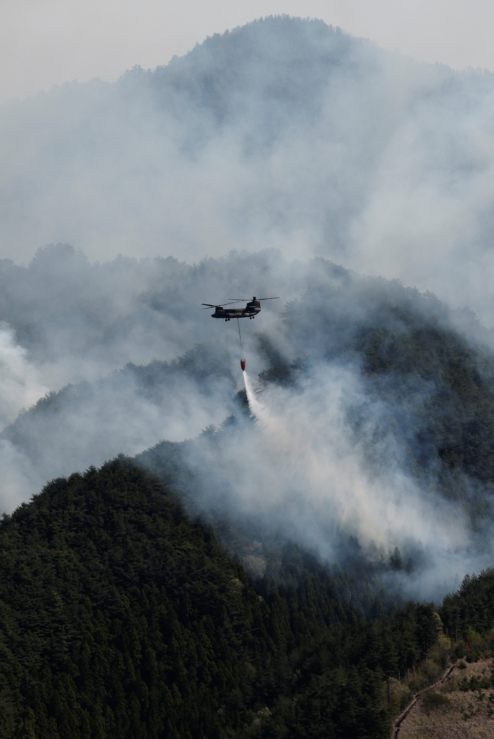 Fifth day of mountain blazes forces mass evacuations in Japan’s coastal town of Otsuchi