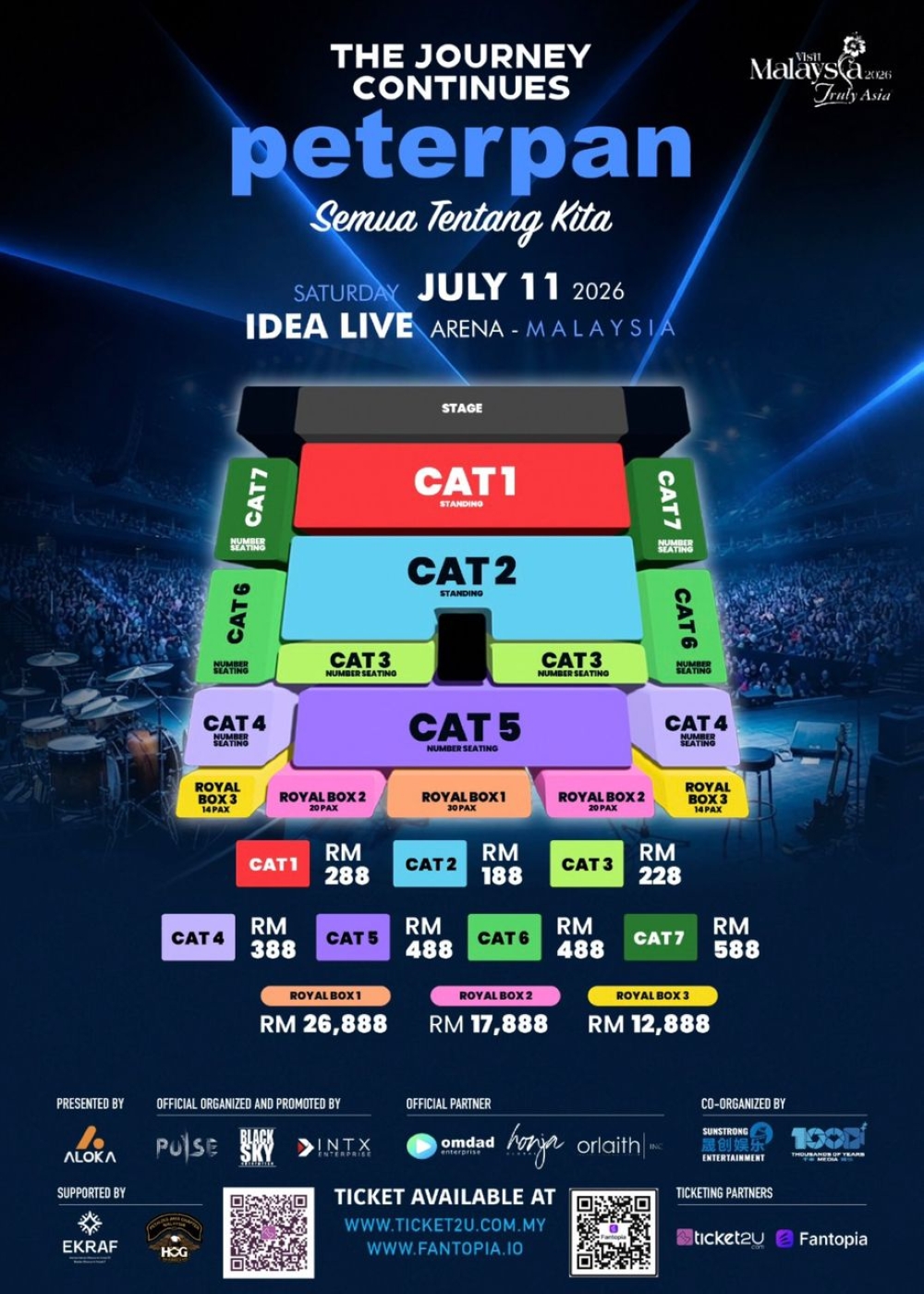 The seating layout and ticket prices.