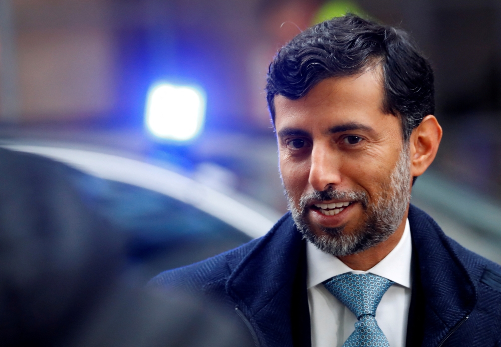 UAE Oil Minister Suhail Mohamed Al Mazrouei arrives at the Opec headquarters in Vienna on December 6, 2019. — Reuters pic